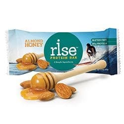 Rise Almond Honey bar for backpacking food.