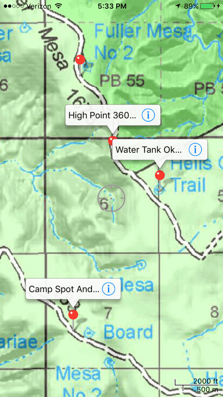 waypoints being shown within the hunting app