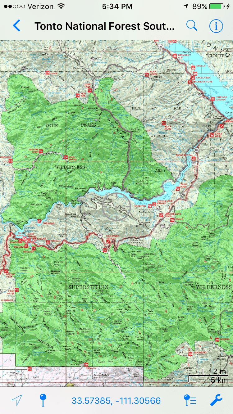 a 3D map within the hunting app